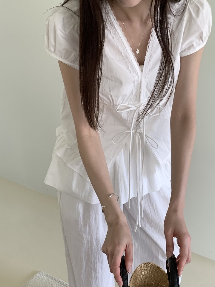 Cranae - Korean Women Fashion - #womensfashion - Dart Frill Blouse - 10