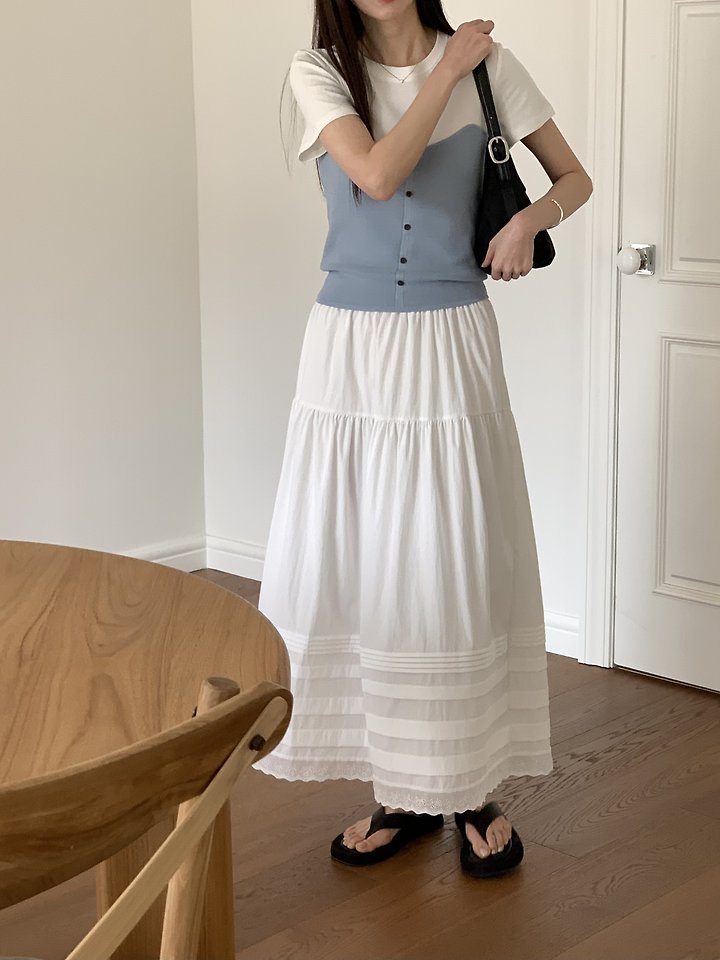 Cranae - Korean Women Fashion - #womensfashion - Dear Long Banded Skirt - 10