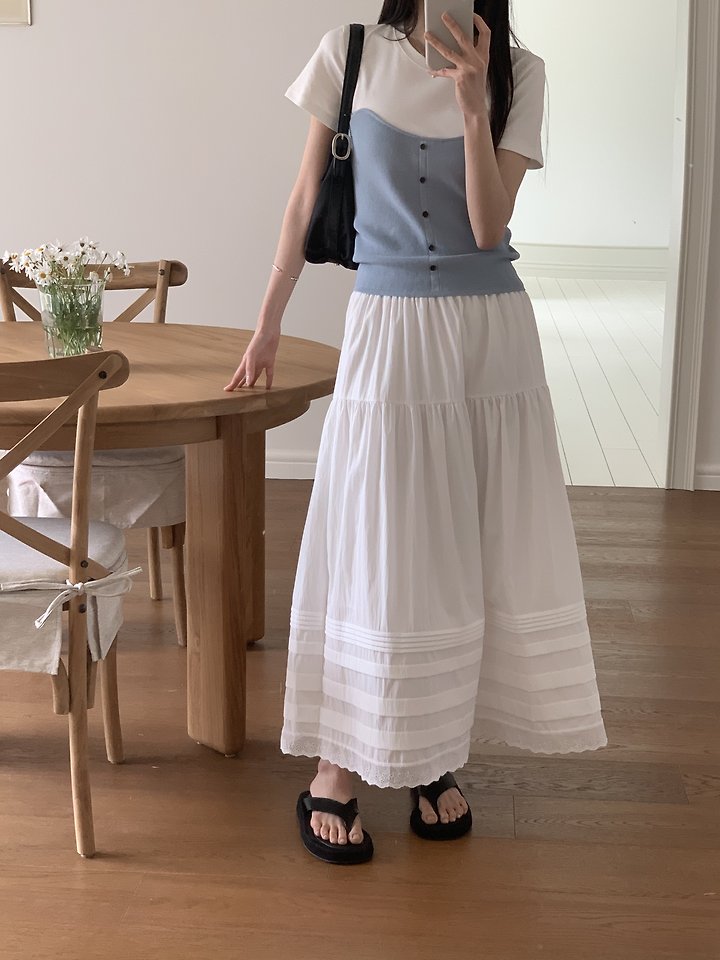 Cranae - Korean Women Fashion - #womensfashion - Dear Long Banded Skirt - 12