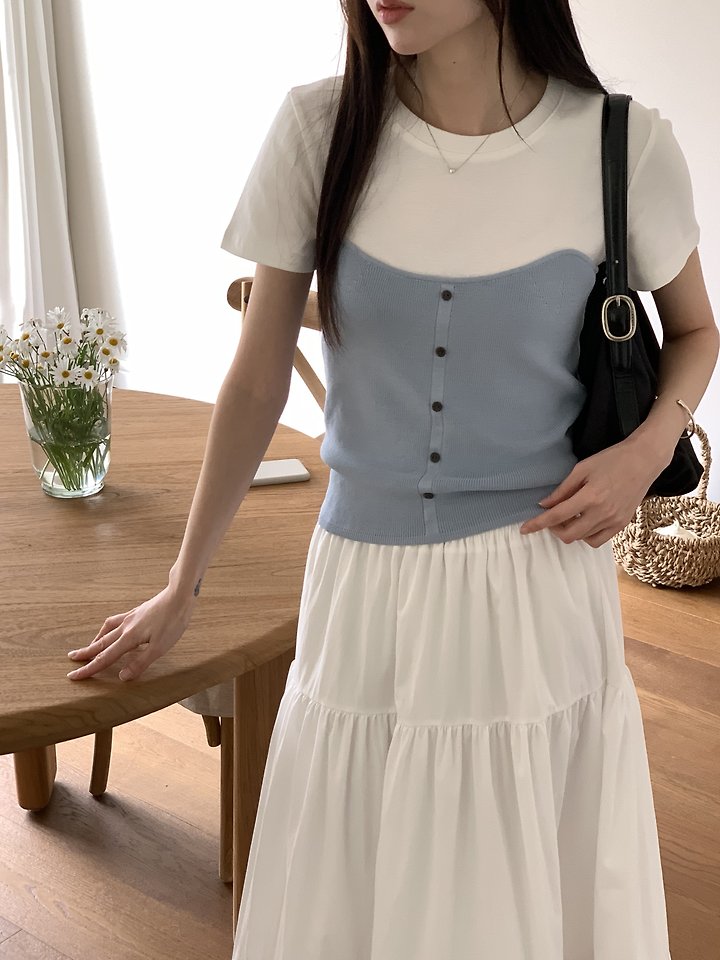 Cranae - Korean Women Fashion - #womensfashion - Bow Contrast Knit Top - 9