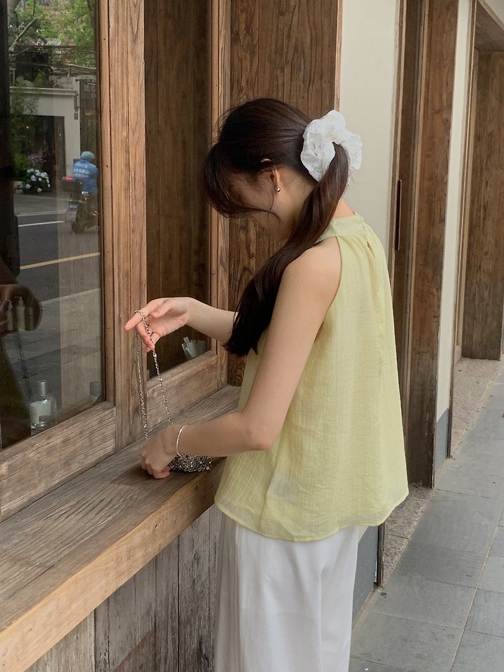 Dress Room - Korean Women Fashion - #momslook - Halter-Neck Linen Blouse - 6