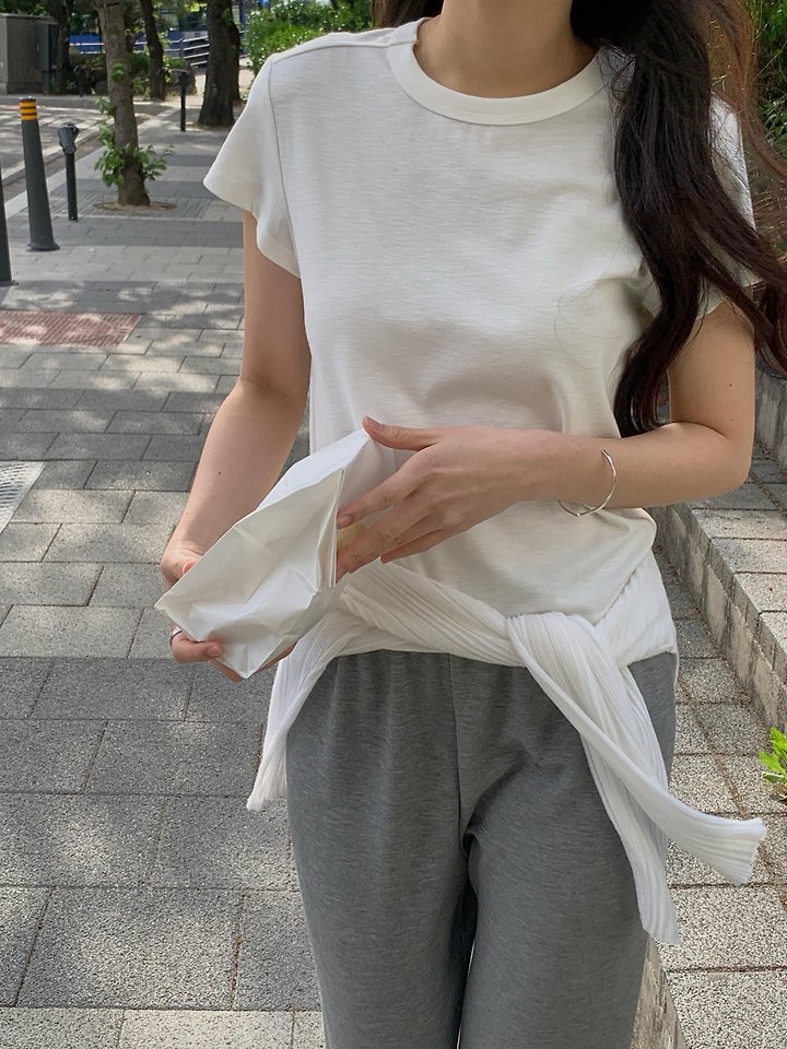 Dress Room - Korean Women Fashion - #womensfashion - Cotton Stitch Tee - 4
