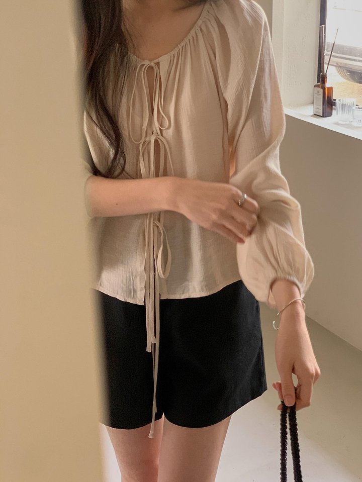 Dress Room - Korean Women Fashion - #momslook - Shoe Ribbon Blouse - 3