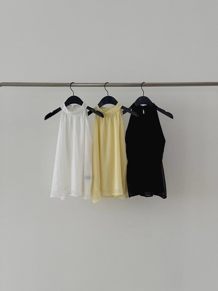Dress Room - Korean Women Fashion - #womensfashion - Halter-Neck Linen Blouse - 9