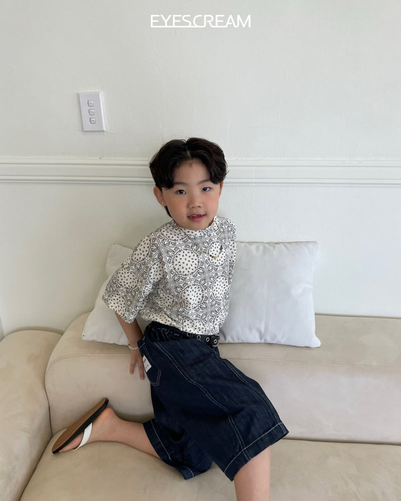 Eyescream - Korean Women Fashion - #momslook - Semi Crop Paisley Tee (Adult)
