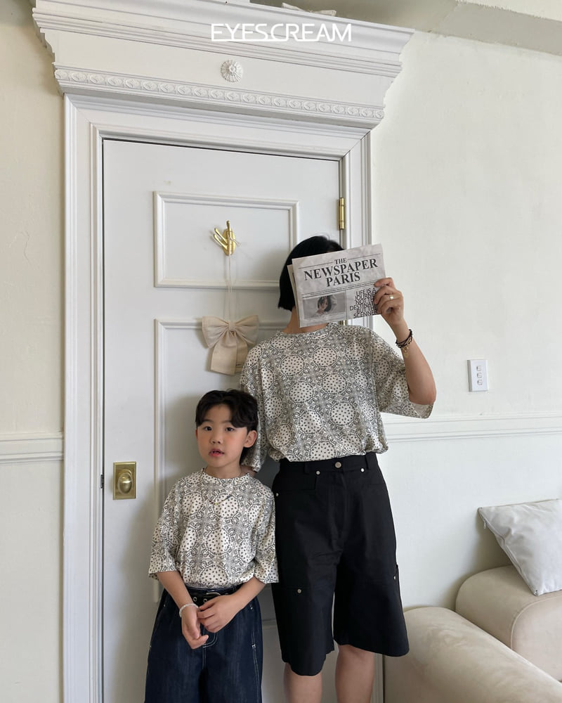 Eyescream - Korean Women Fashion - #momslook - Semi Crop Paisley Tee (Adult) - 6