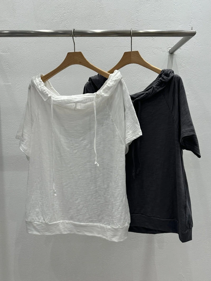 Flash - Korean Women Fashion - #momslook - Bold Hooded Tee