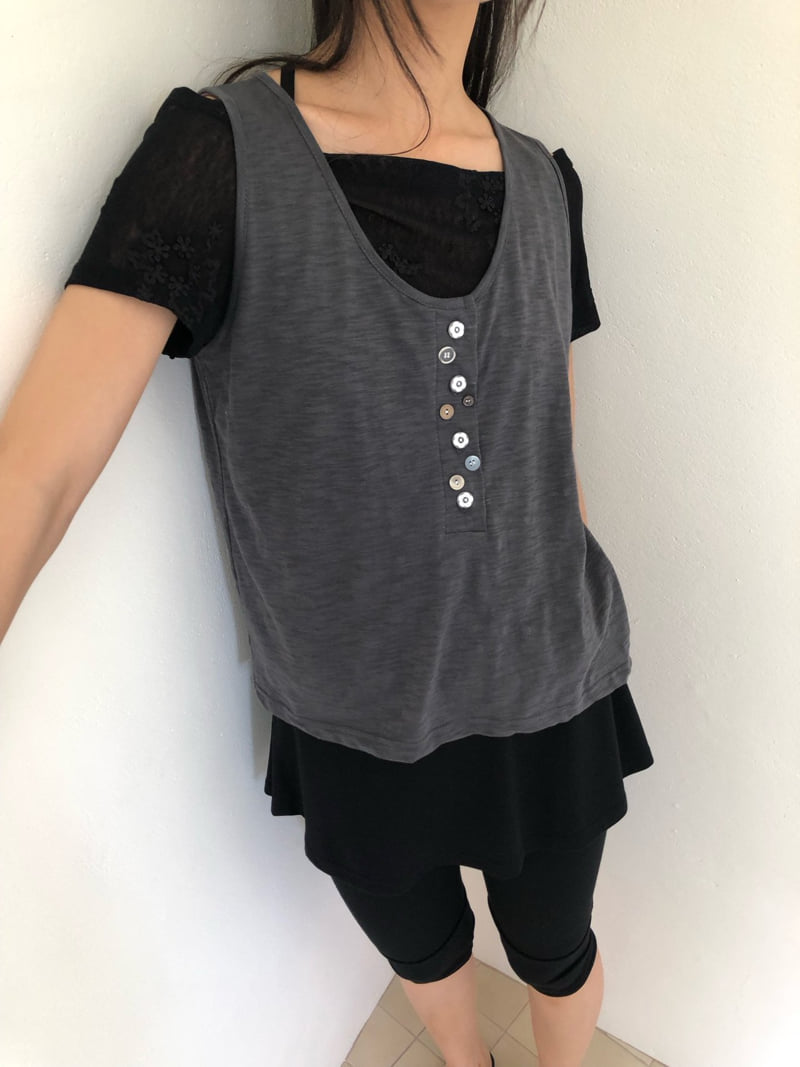 Flash - Korean Women Fashion - #womensfashion - Rosy Button Tee - 9