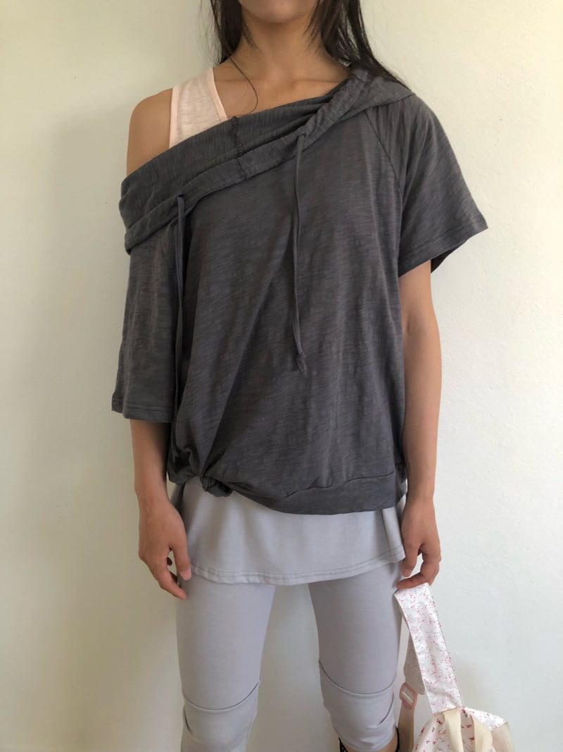 Flash - Korean Women Fashion - #momslook - Bold Hooded Tee - 4