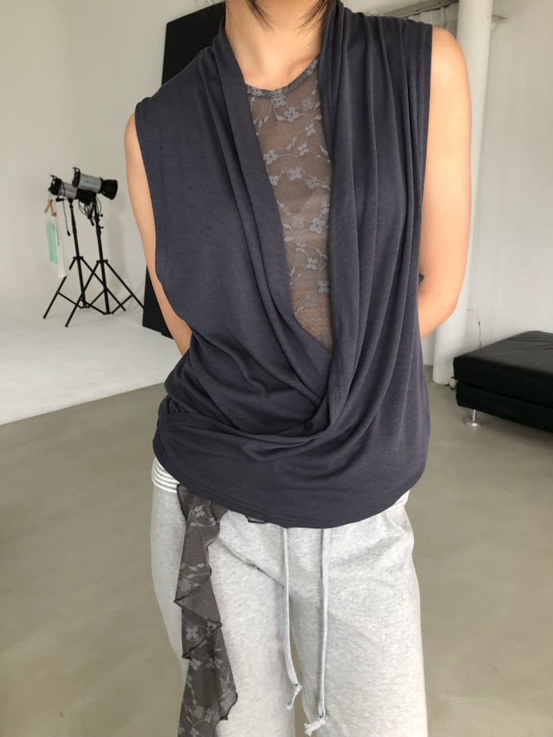 Flash - Korean Women Fashion - #womensfashion - Wrap Sleeveless Top - 8