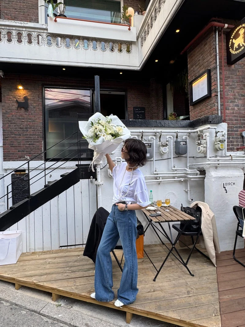 Heil - Korean Women Fashion - #momslook - Rosé Denim Pants - 2