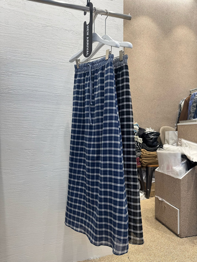 Heil - Korean Women Fashion - #romanticstyle - Linen Contrast Check Skirt