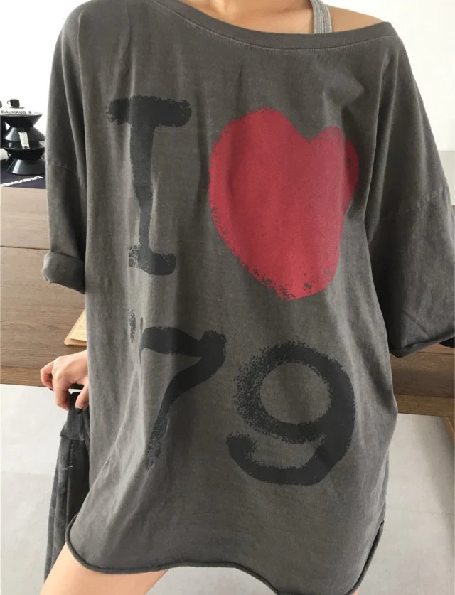 Heil - Korean Women Fashion - #womensfashion - Pigment Love One-Shoulder Tee - 6