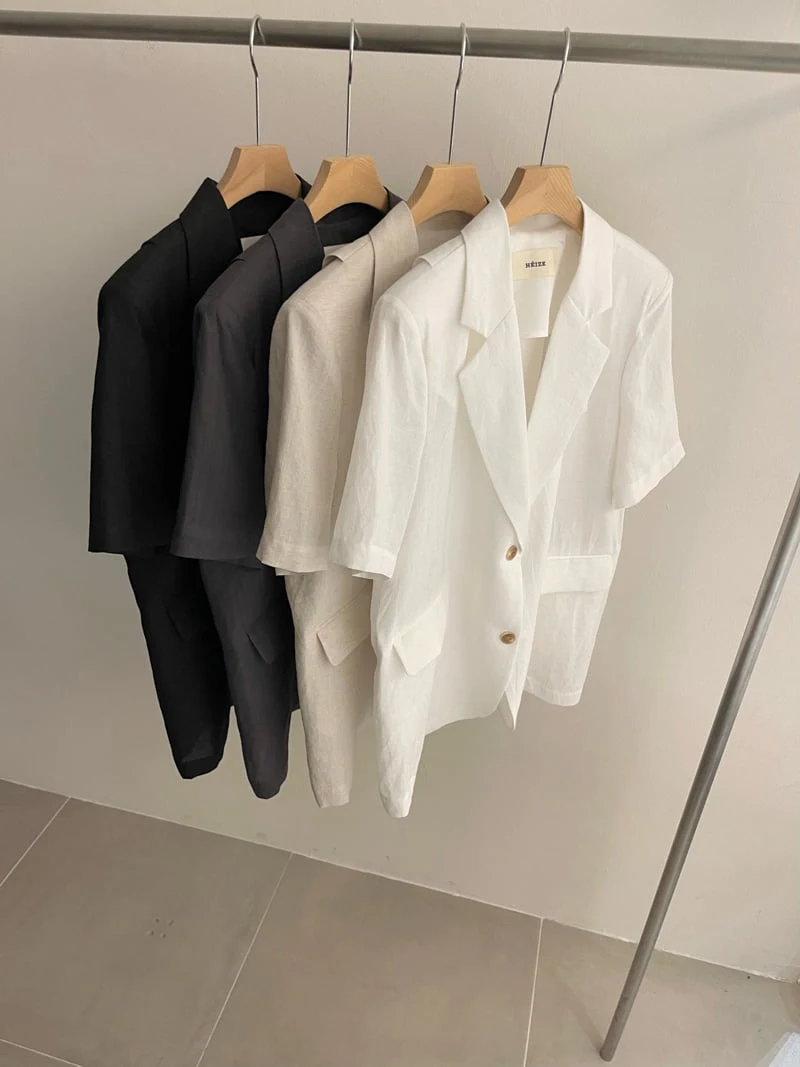 Heize - Korean Women Fashion - #womensfashion - Linen Slit Cropped Jacket - 4
