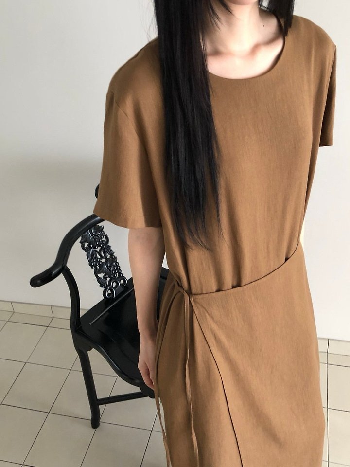 Heize - Korean Women Fashion - #pursuepretty - Linen Wrap One-piece - 3