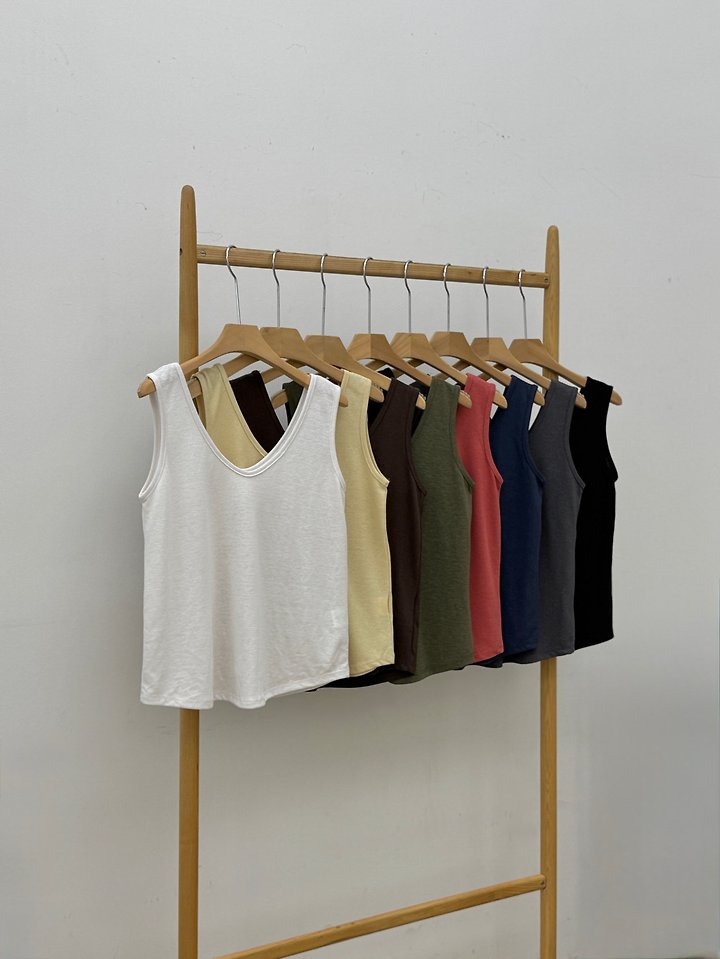 Heize - Korean Women Fashion - #restrostyle - Linen Sleeveless Tee - 8