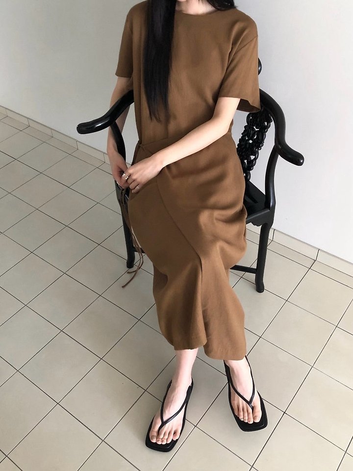 Heize - Korean Women Fashion - #romanticstyle - Linen Wrap One-piece - 5