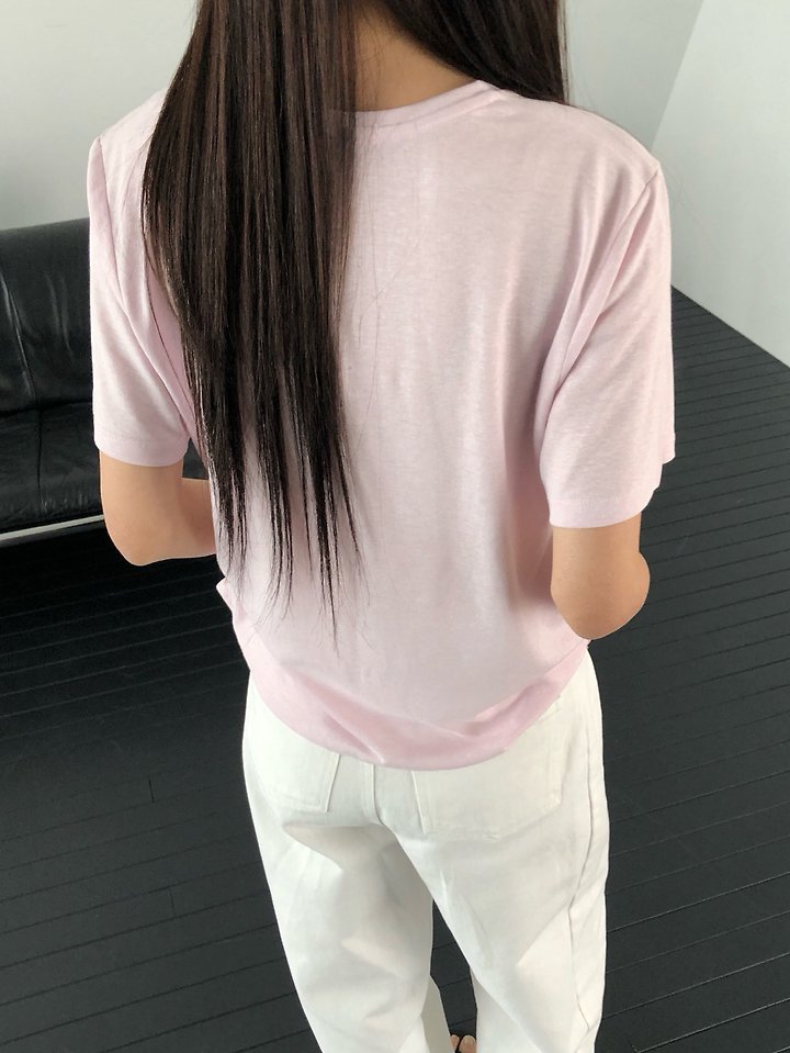 Heize - Korean Women Fashion - #shopsmall - Linen Crewneck Tee - 5