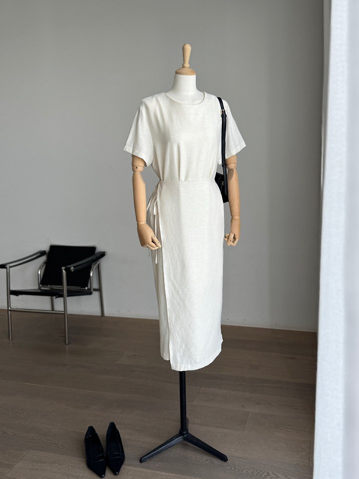 Heize - Korean Women Fashion - #thatsdarling - Linen Wrap One-piece - 7
