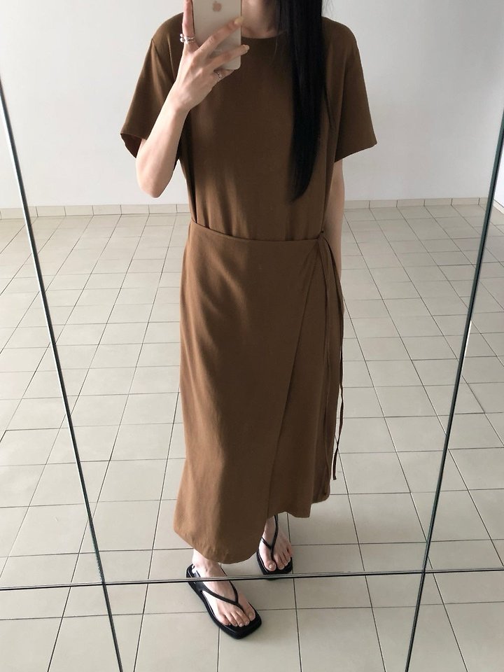 Heize - Korean Women Fashion - #vintagekidsstyle - Linen Wrap One-piece - 2