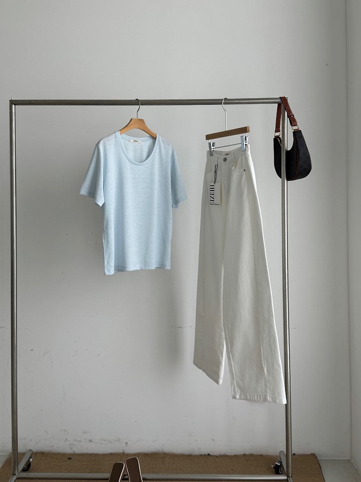 Heize - Korean Women Fashion - #womensfashion - Linen Crewneck Tee - 9