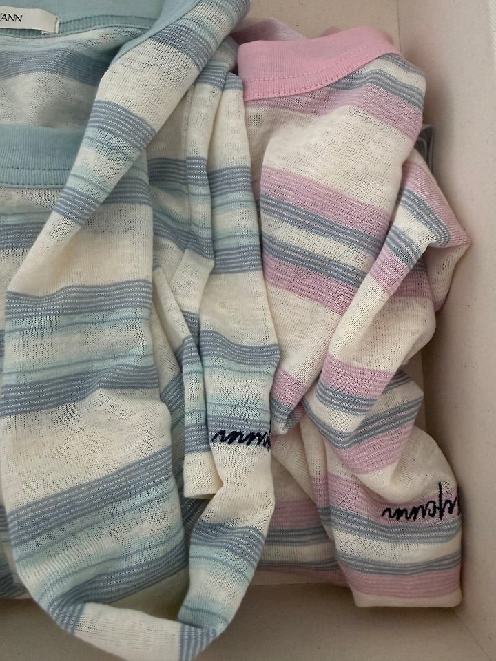 Hiyann - Korean Women Fashion - #momslook - Lavender Striped Tee - 12