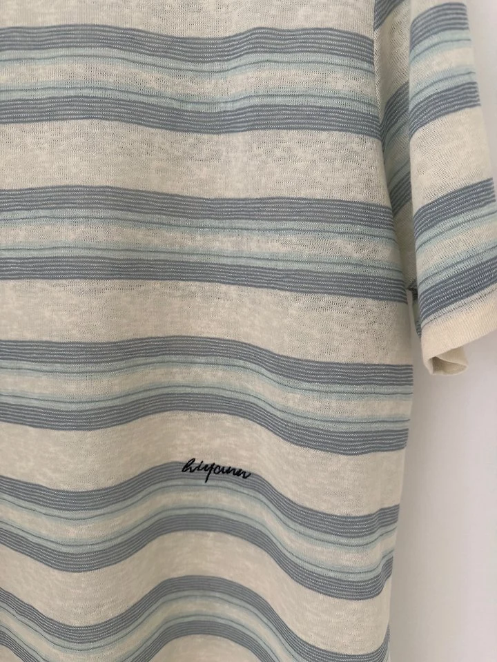 Hiyann - Korean Women Fashion - #momslook - Lavender Striped Tee - 5