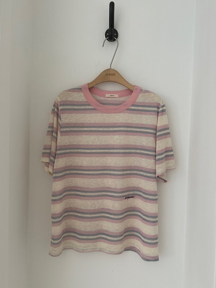 Hiyann - Korean Women Fashion - #womensfashion - Lavender Striped Tee - 2
