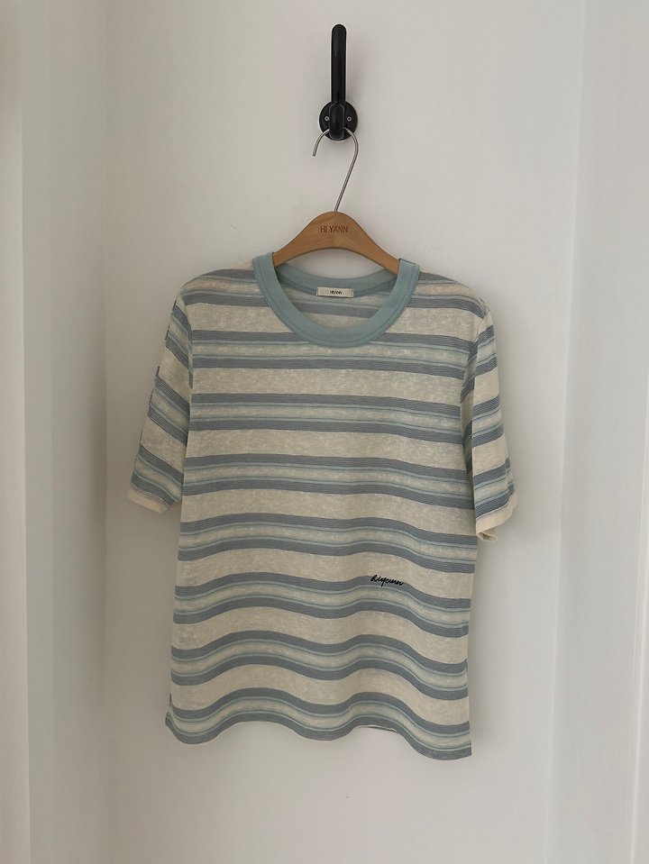 Hiyann - Korean Women Fashion - #momslook - Lavender Striped Tee - 4