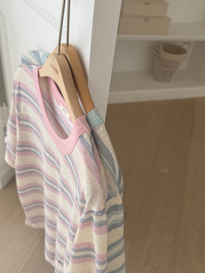 Hiyann - Korean Women Fashion - #womensfashion - Lavender Striped Tee - 8