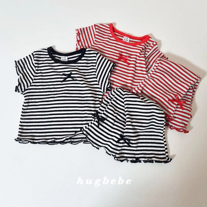 Hug Bebe - Korean Baby Fashion - #babyboutique - Ribbon Stripe Set