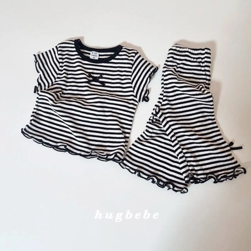 Hug Bebe - Korean Baby Fashion - #babyclothing - Ribbon Stripe Set - 3