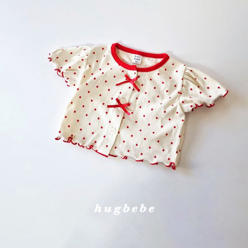 Hug Bebe - Korean Baby Fashion - #babyootd - Shushu Dot Ribbon Cardigan