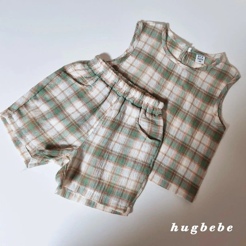 Hug Bebe - Korean Baby Fashion - #babyoutfit - Picnic Check Set - 3