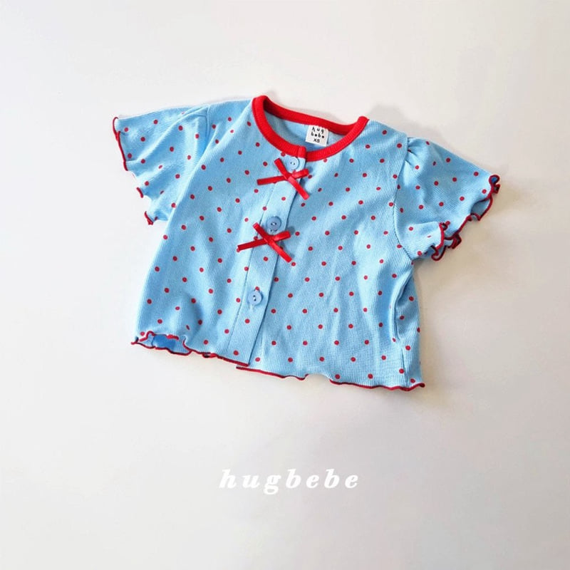 Hug Bebe - Korean Baby Fashion - #babyoutfit - Shushu Dot Ribbon Cardigan - 2