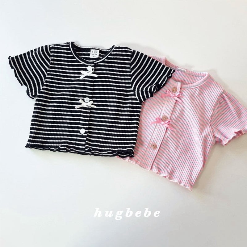 Hug Bebe - Korean Baby Fashion - #babyoutfit - Ribbon Stripe Cardigan