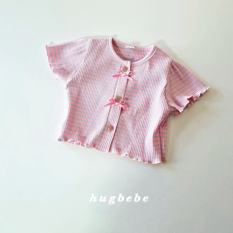 Hug Bebe - Korean Baby Fashion - #babyoutfit - Ribbon Stripe Cardigan - 2