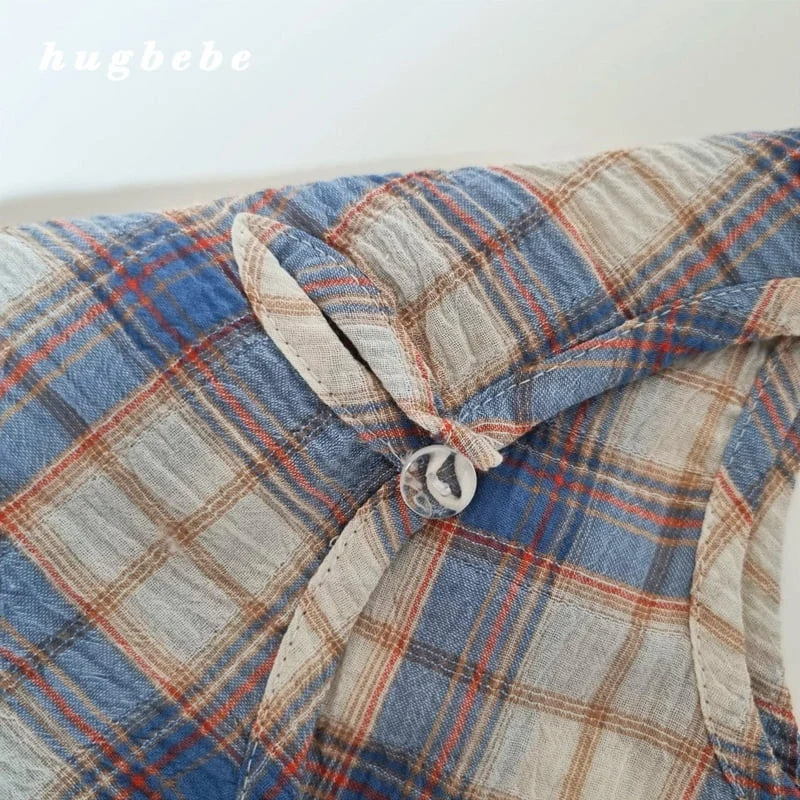 Hug Bebe - Korean Baby Fashion - #babyoutfit - Picnic Check Set - 4
