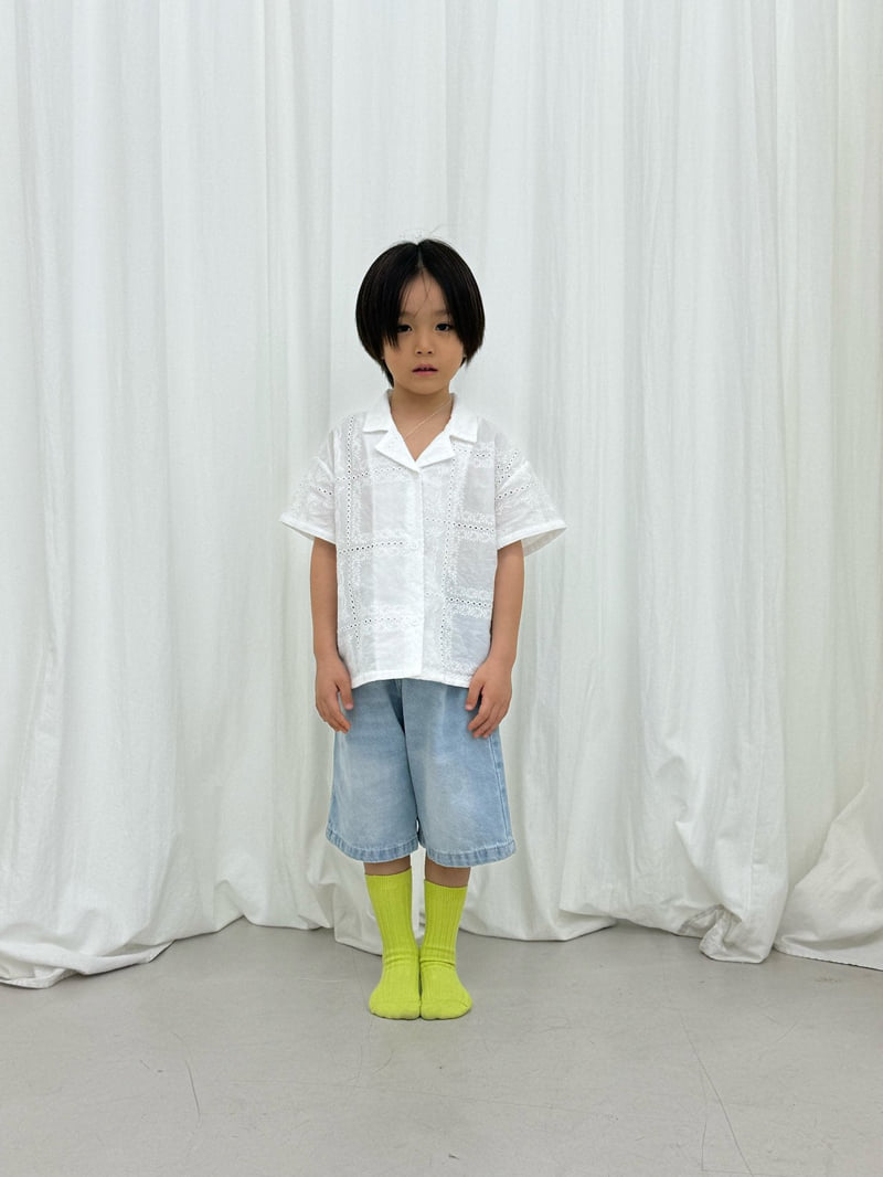 I Under Stand - Korean Children Fashion - #Kfashion4kids - Heart Rivet Half Denim Pants - 6