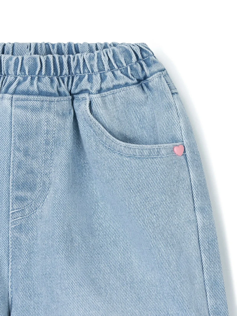 I Under Stand - Korean Children Fashion - #fashionkids - Heart Rivet Half Denim Pants - 2