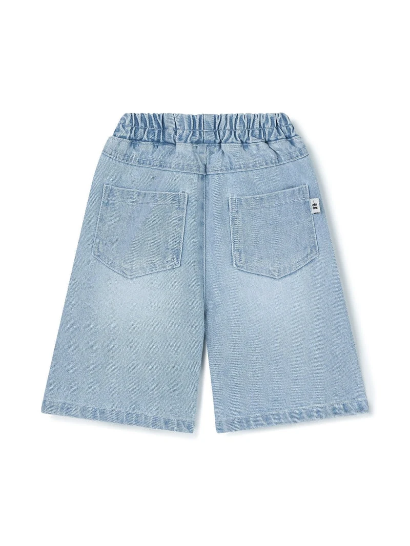 I Under Stand - Korean Children Fashion - #kidsshorts - Heart Rivet Half Denim Pants - 3