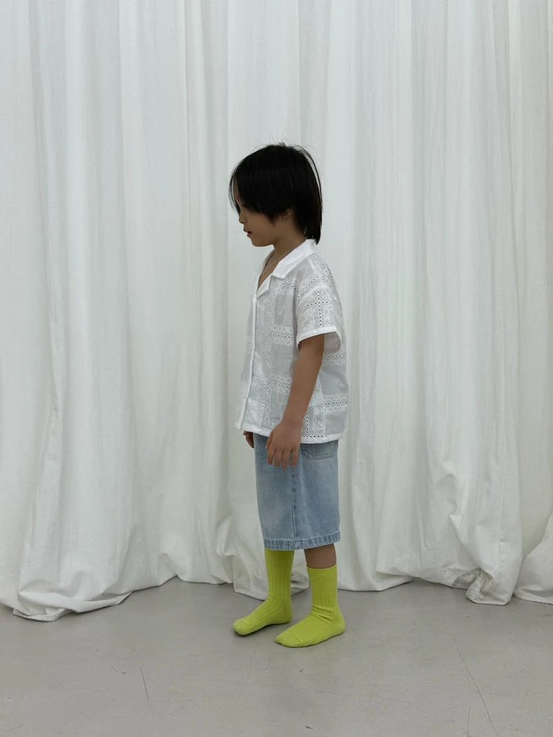 I Under Stand - Korean Children Fashion - #kidzfashiontrend - Heart Rivet Half Denim Pants - 5