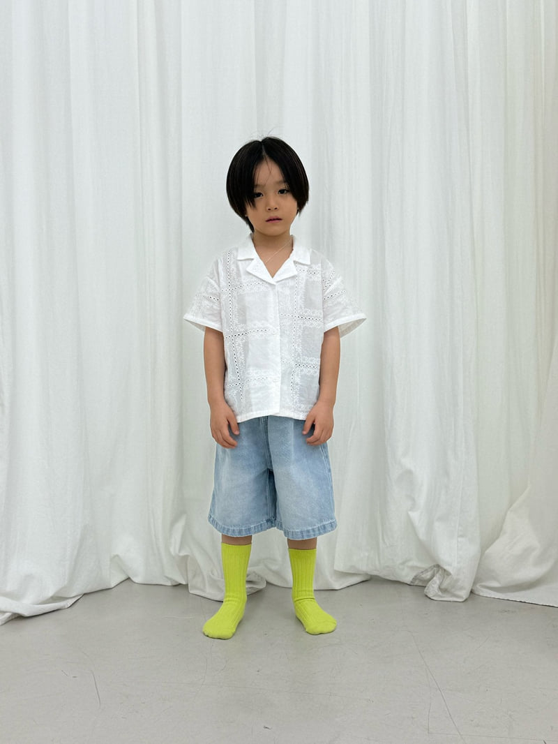 I Under Stand - Korean Children Fashion - #littlefashionista - Heart Rivet Half Denim Pants - 7