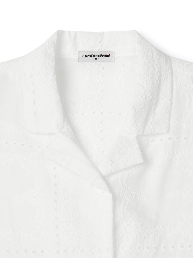 I Under Stand - Korean Children Fashion - #prettylittlegirls - Lace Open-Collar Shirt - 3