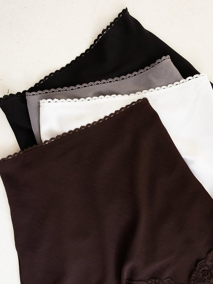 Inssense - Korean Women Fashion - #momslook - Asymmetric Drop Lace Silky Mini Skirt - 11