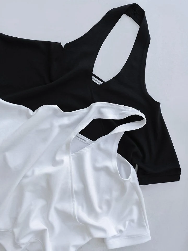 Inssense - Korean Women Fashion - #momslook - Draped Halter Off-Shoulder Short-Sleeve Top - 9