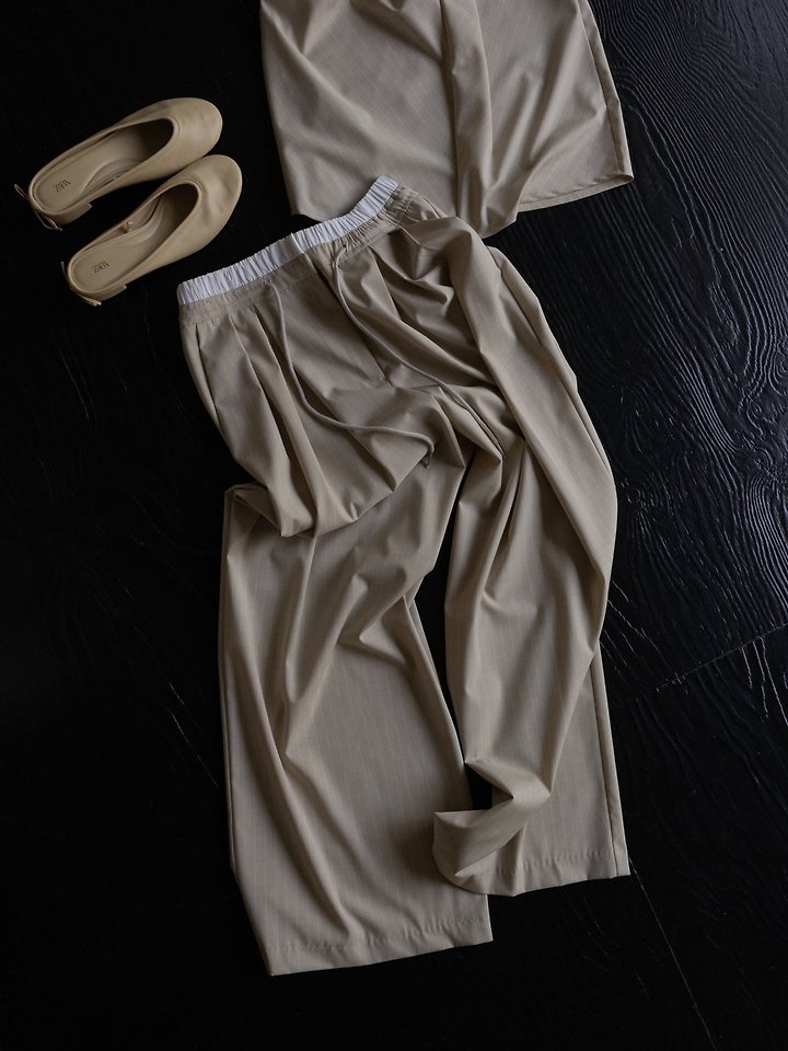 Inssense - Korean Women Fashion - #momslook - Pinstripe Double-Waist Pants - 10