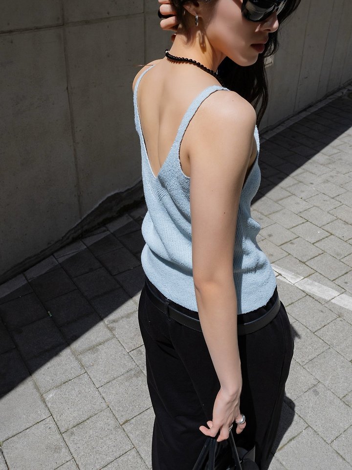 Inssense - Korean Women Fashion - #momslook - Two-Way Linen Bouclé Sleeveless Top - 5