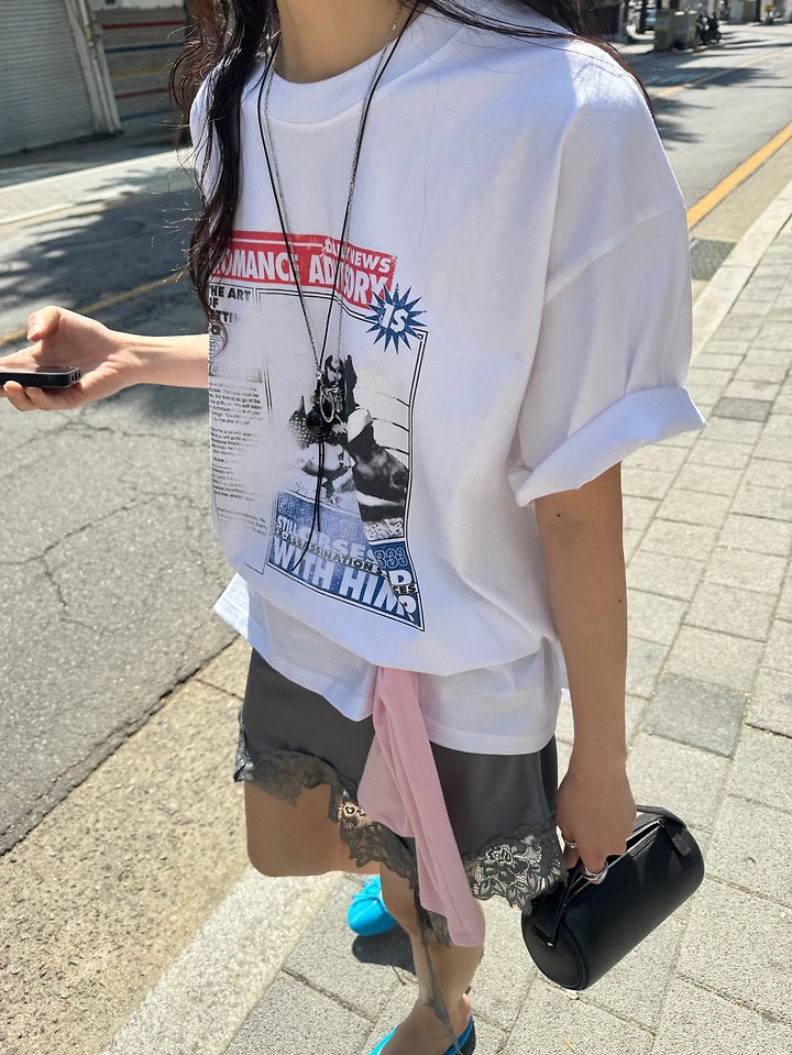 Inssense - Korean Women Fashion - #momslook - Vintage Romance Advisory Tee - 6