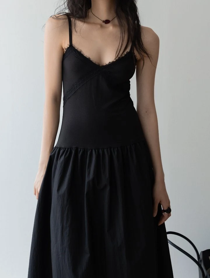 Inssense - Korean Women Fashion - #momslook - Lace Layer Maxi One-piece